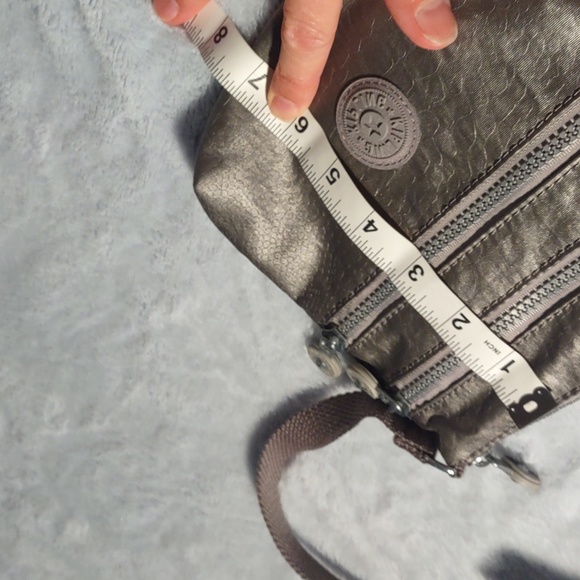 Kipling Alvar Extra Small Pewter Metallic 3 Pocket Mini Crossbody EUC - Picture 12 of 13